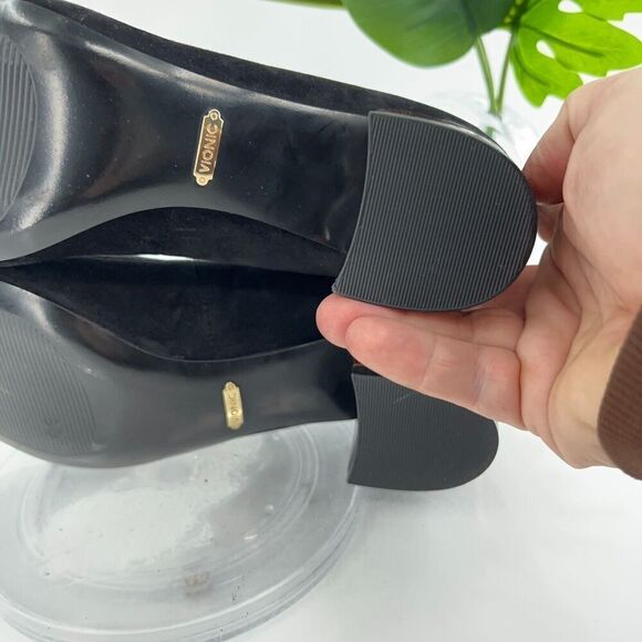 Vionic Womens Natalie Pump Size 8 Black Suede Tortoise Shell Heel Dress Shoe - Picture 12 of 16